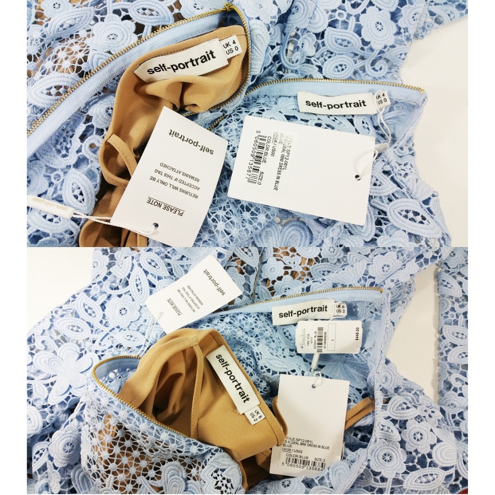 SELF-PORTRAIT Blue 3D Floral Guipure Lace Mini - Picture 4 of 8